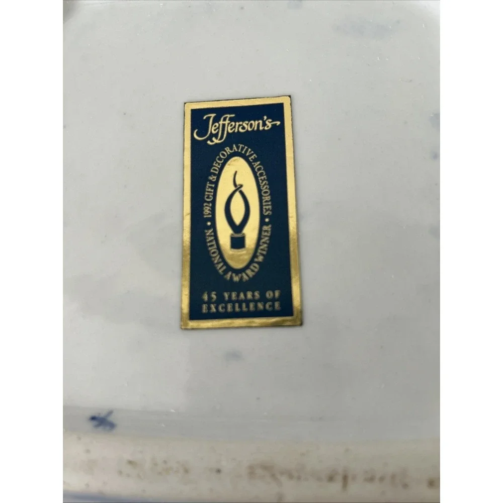 Chinese White and Blue SQUARE BOWL with Split Corners Large 8 3/4 Inch Heavy